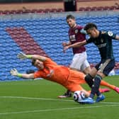 'ELECTRIC': Leeds United's record signing Rodrigo quickly completes a brace by firing past former Whites goalkeeper Bailey Peacock-Farrell in Saturday's 4-0 win at Burnley. Picture by Simon Hulme.