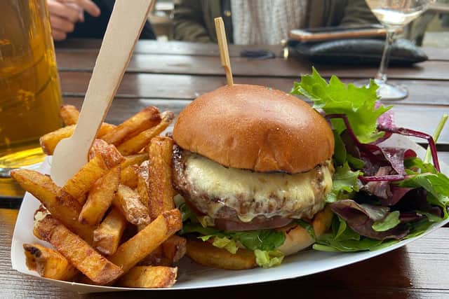 The Small Victories burger at Water Lane Boathouse.