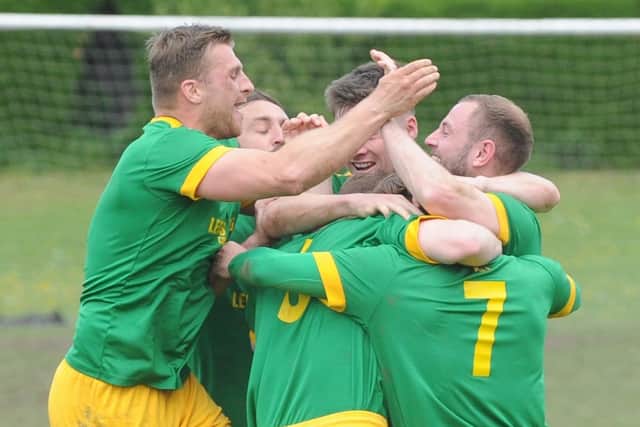 Main Line Social players celebrate after beating title rivals HT Sports 6-4. Picture: Steve Riding.