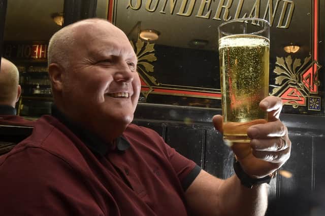 Martin Womersley enjoys his first pints inside a pub at Whitelocks, Leeds since lockdown
cc Steve Riding/JPI