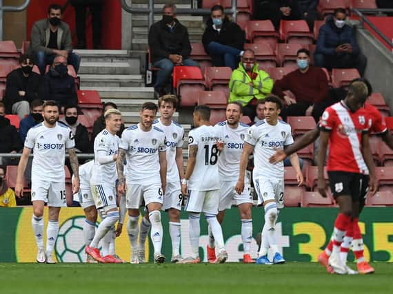 Leeds United celebrate at Southampton. Pic: Getty