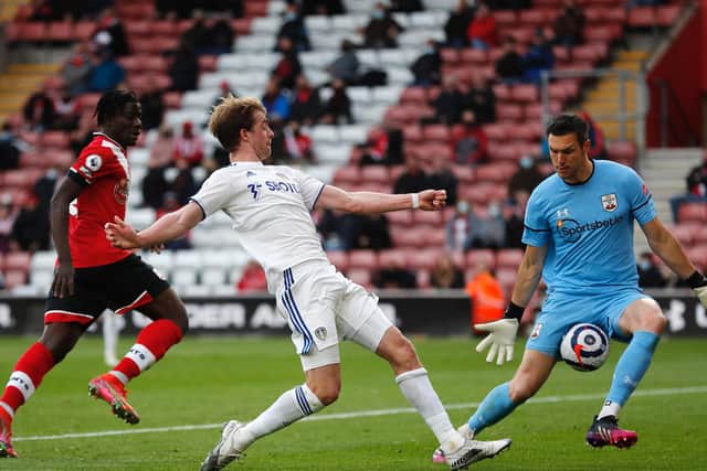 SWEET SIXTEEN: For Leeds United striker Patrick Bamford as he nets from the tightest of angles in Tuesday evening's clash at Southampton to further boost his Premier League goals tally. Photo by Frank Augstein - Pool/Getty Images.