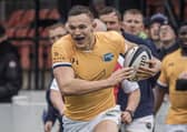 Winger Harry Jukes gets away from a tackle during Leeds Tykes’ 20-19 victory over Leeds Beckett University in the Ventur Cup last weekend. Picture: John Ashton.