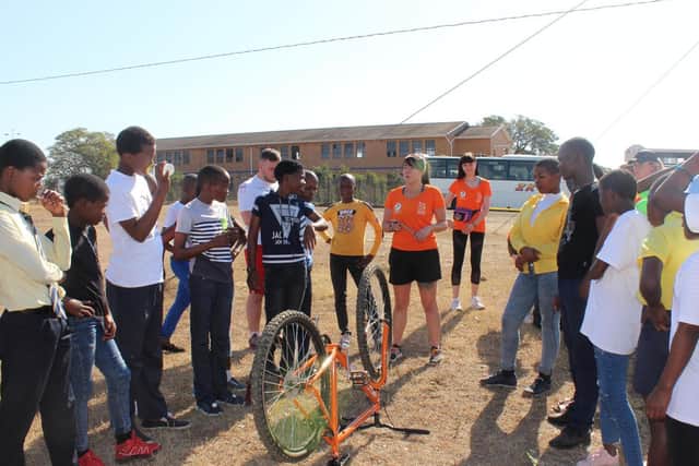 People taking part in the The Bambisanani ‘Cycling to Success’ project.