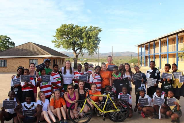 People taking part in the The Bambisanani ‘Cycling to Success’ project.