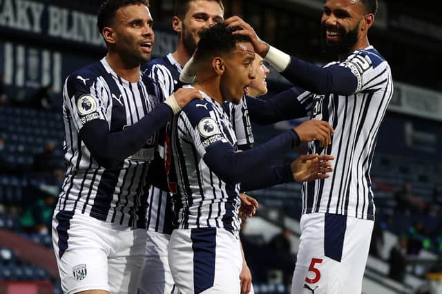 INJURY DOUBT: West Brom's attacking midfielder Matheus Pereira, centre. Photo by Molly Darlington - Pool/Getty Images.