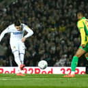 RAPID: Spanish magician Pablo Hernandez fires Leeds United in front after just 16 seconds of the Championship clash at home to West Brom of March 2019. Photo by George Wood/Getty Images.