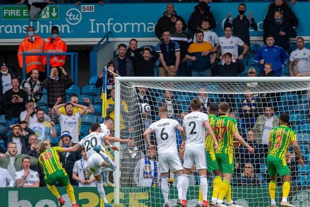 OPENER: Leeds United's record signing Rodrigo puts the Whites in front against West Brom. Picture by Bruce Rollinson.
