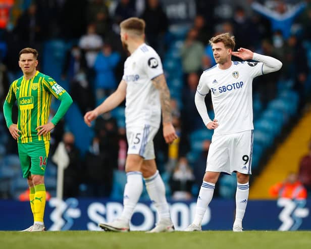 HONEST ASSESSMENT: From West Brom defender Conor Townsend, left, pictured as Leeds United striker Patrick Bamford celebrates scoring from the penalty spot. Photo by Lynne Cameron - Pool/Getty Images.