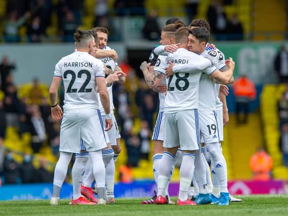 FOND FAREWELL - Pablo Hernandez and Gaetano Berardi had the send-off they deserved in Leeds United's 3-1 win over West Brom. Pic: Bruce Rollinson
