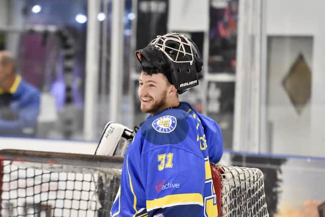 BRIGHT FUTURE: Goaltender Sam Gospel believes there are many reasons to be cheerful for Leeds Knights' future. 
Picture courtesy of Steve Brodie