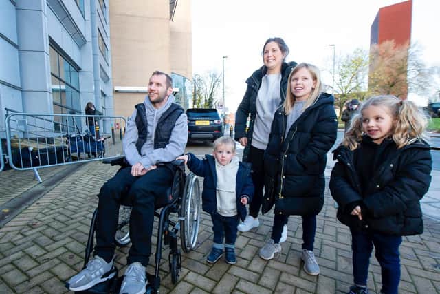Rob Burrow with his wife and children (photo: Allan McKenzie/SWpix.com).