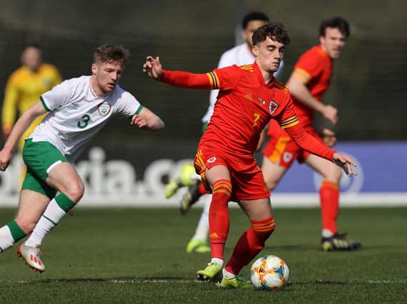 Leeds United's Niall Huggins in action against Ireland for Wales Under-21s. Pic: Getty