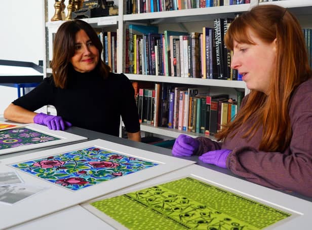 Gallery professional Chelsea Cefai (left) pictured with Natalie Raw, Leeds Museums and Galleries curator of dress and textiles.