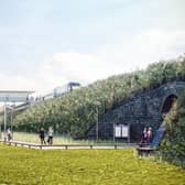 A CGI image showing what the new White Rose railway station could look like.