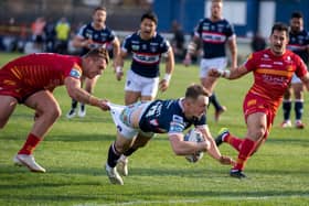 Olly Ashall-Bott scored on his Trinity debut, against Catalans. Picture by Bruce Rollinson.