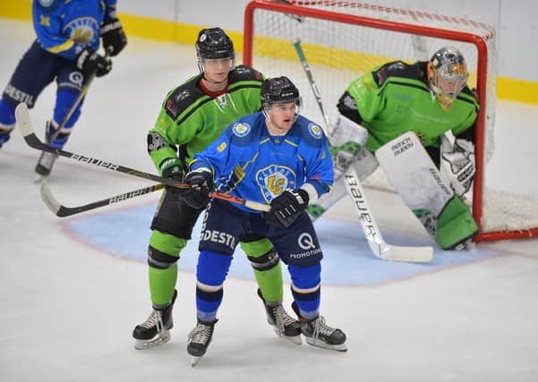 WELCOME BACK: Joe Coulter, right, will return Leeds for the 2021-22 NIHL National season. Picture: Dean Woolley.
