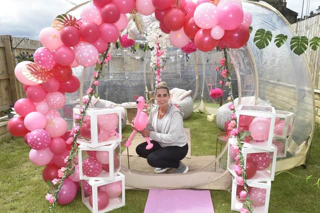 Hayley O Brien, 35, launched her bell and bubble tent business in June 2020