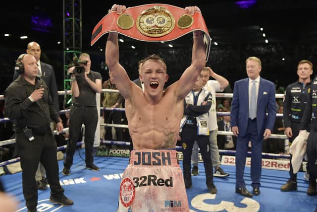 The night of my life - Josh Warrington after beating Lee Selby to win the IBF featherweight title at Elland Road in 2018 (Picture: Luke Holroyd)