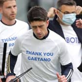 MANAGERIAL HOPE: For outgoing Leeds United playmaker Pablo Hernandez, front, along with former Whites team mate Gaetano Berardi, left, as both depart the Elland Road club. Photo by Richard Sellers/PA Wire.