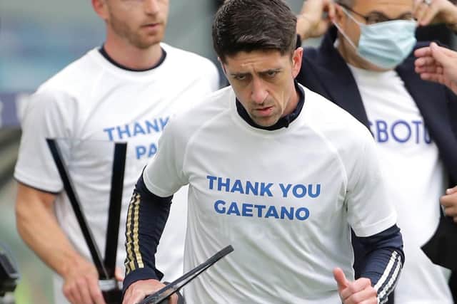 MANAGERIAL HOPE: For outgoing Leeds United playmaker Pablo Hernandez, front, along with former Whites team mate Gaetano Berardi, left, as both depart the Elland Road club. Photo by Richard Sellers/PA Wire.