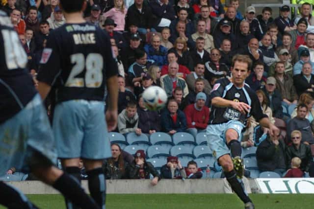 Eddie Lewis scores from a free-kick against Burnley at Turf Moor in October 2005.