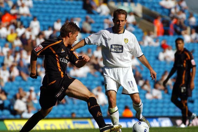 Eddie Lewis in action against Wolverhampton Wanderers at Elland Road in August 2005. He scored in a 2-0 win.