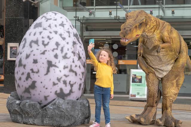 Take a casual selfie with a dinosaur in and around Leeds city centre this summer.