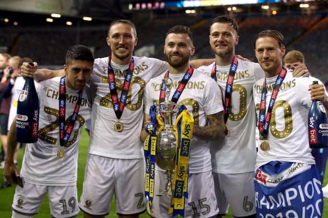 SPECIAL GROUP - Barry Douglas, right, was one of the leaders in the Leeds United dressing room along with this group of Championship winners. Pic: PA