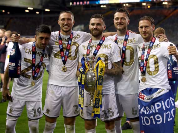 SPECIAL GROUP - Barry Douglas, right, was one of the leaders in the Leeds United dressing room along with this group of Championship winners. Pic: PA