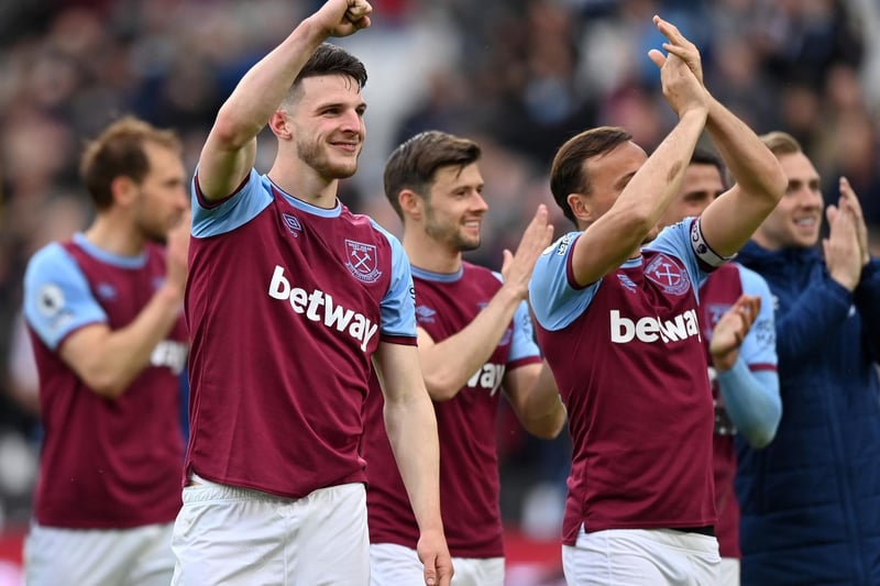 The Hammers have qualified for the Europa League after finishing sixth but David Moyes' side are only ninth favourites for next season's Premier League at 175-1. The Hammers are only 11s to go down. Photo by Justin Setterfield/Getty Images.
