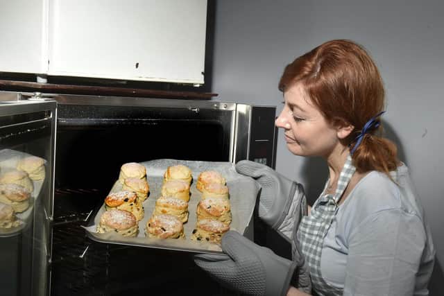 Fresh out of the oven. Moving to commercial premises at The Tetley means Kat Fisk can meet more demand for scone treats.