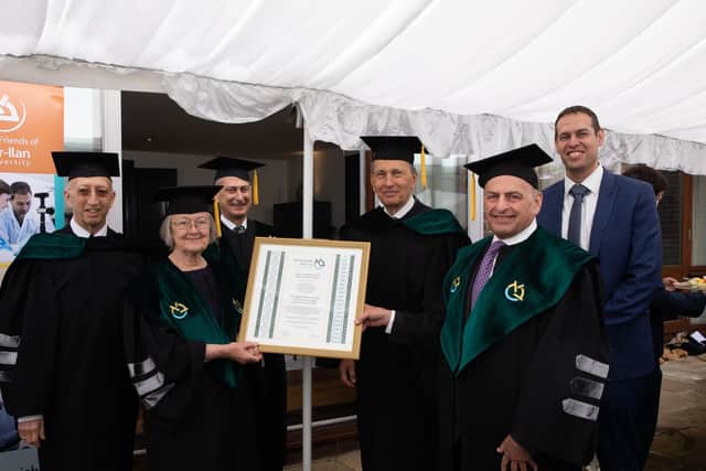 From left to right: David Gradel, Board member of Bar-Ilan University, Baroness Hale, Dr David Dangoor, Sir Bernard Rix, Romie Tager QC of London and Shlomo Rechtschaffen, Executive Director Bar-Ilan UK.
