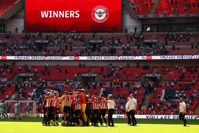 Brentford celebrate at Wembley. Pic: Getty