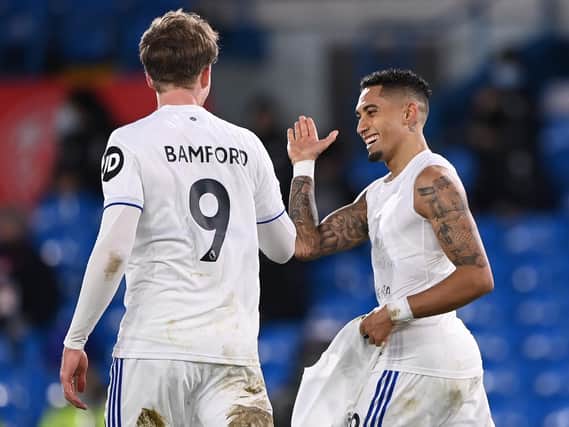 STAR MAN - Patrick Bamford, left, and Raphinha scored two of the best Leeds United goals of the Premier League season. Pic: Getty