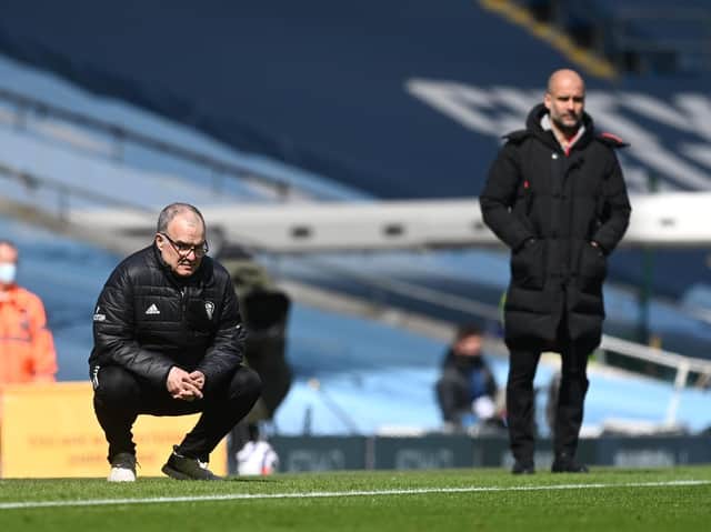 TOP BOSSES - Leeds United head coach Marcelo Bielsa and Manchester City supremo Pep Guardiola have both been shortlisted for the Barclays Premier League Manager of the Season award. Pic: Getty