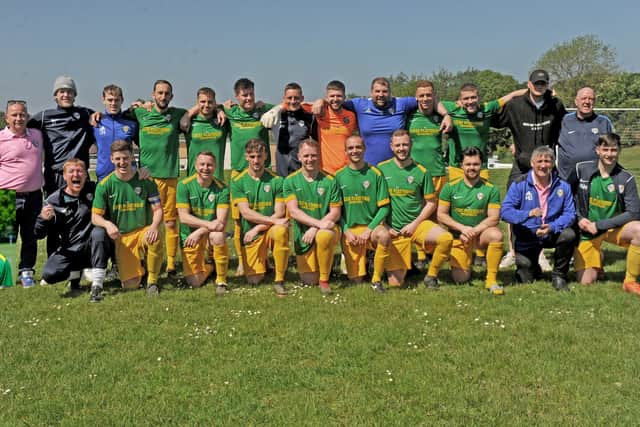 Main Line Social, winners of  the Leeds Combination League Jubilee Premier for the first time in their long history. Picture: Steve Riding.