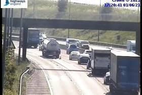 Severe delays on M62 in West Yorkshire as brakes lock on fuel tanker
cc Highways England