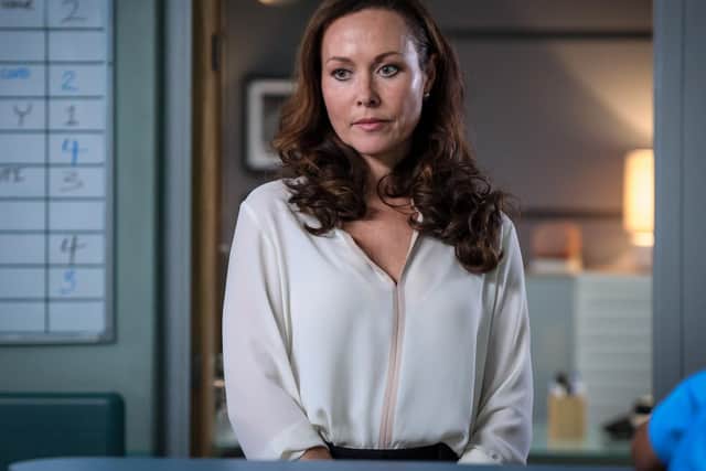 Undated BBC handout photo of Amanda Mealing who is taking a break from Casualty after seven years playing Connie Beauchamp on the medical drama. The actress joined the long-running BBC One series in 2014, moving from sister show Holby City, where she had played the same character for six years (photo: Alistair Heap/BBC).
