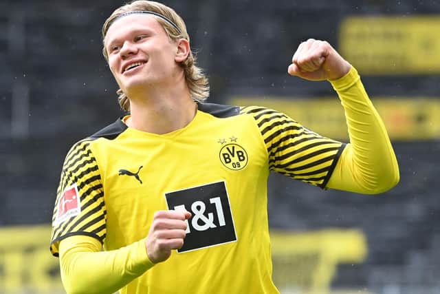 CLASS ACT: Leeds-born Borussia Dortmund and Norwegian international striker Erling Haaland. Photo by INA FASSBENDER/POOL/AFP via Getty Images.