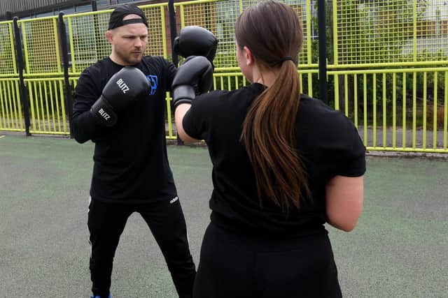 Amber Lewis trains with Danny Jessop of Trident Fitness at Morley.