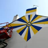Leeds United mural underway at Pudsey Market to honour legends including Jack Charlton and Norman Hunter