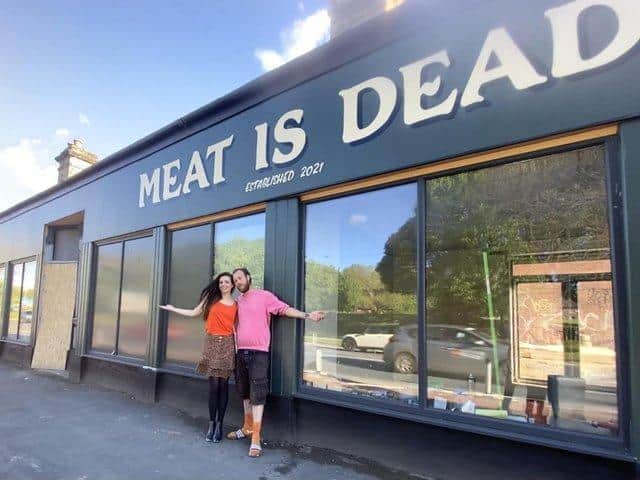 Vic and Joe outside Meat is Dead in Kirkstall Road, which will open on June 16.