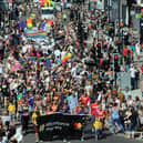 Under the Equality Act, it is illegal to discriminate against someone on the basis of their gender identity. Pictured: Leeds Pride 2018