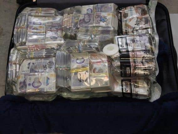 Cash seized by National Crime Agency officers.