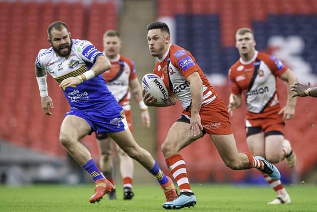 RETURN TICKET: Castleford's Niall Evalds hopes to return to Wembley where he played against Leeds Rhinos for Salford in last year's Challenge Cup Final, above. Picture by Allan McKenzie/SWpix.com