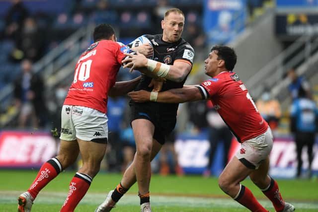A CASE FOR DEFENCE: Liam Watts, above, insists that improvement in defence has been Castleford Tigers’ main focus this week Picture: Tony Johnson.