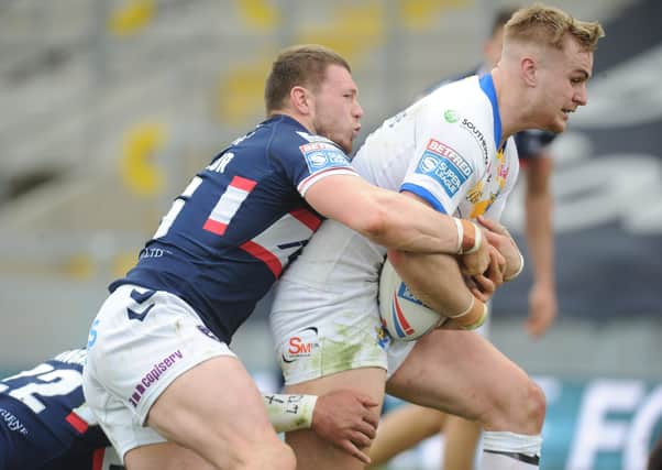 Leeds Rhinos Alex Sutcliffe in action against Wakefield Trinity. Picture: Steve Riding.