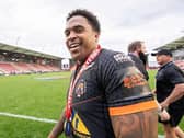 Jubilant Jordan Turner with his semi-final man of the match award. Picture by Allan McKenzie/SWpix.com.