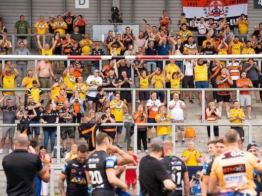 Jubilant scenes after the final whistle sent Tigers to Wembley. Picture by  Allan McKenzie/SWpix.com.